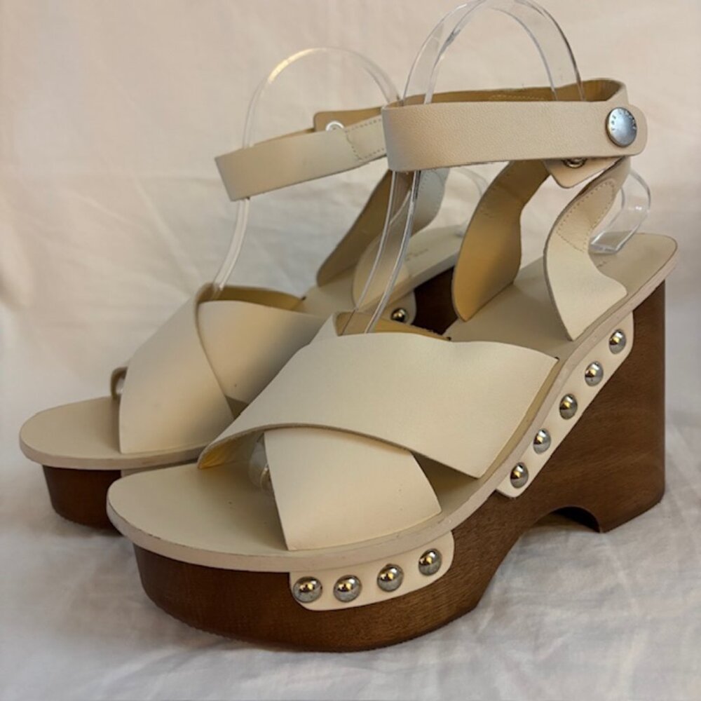 Rag & Bone "Hester" Ivory Platform Wedge Sandals, Size 40 (size 9)